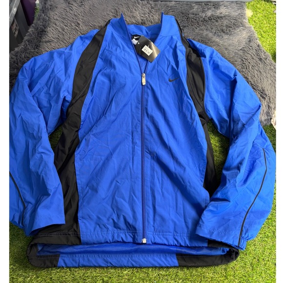 Nike Mens Training Jacket Full Zip Blue‎ Black Windbreaker Lightweight M